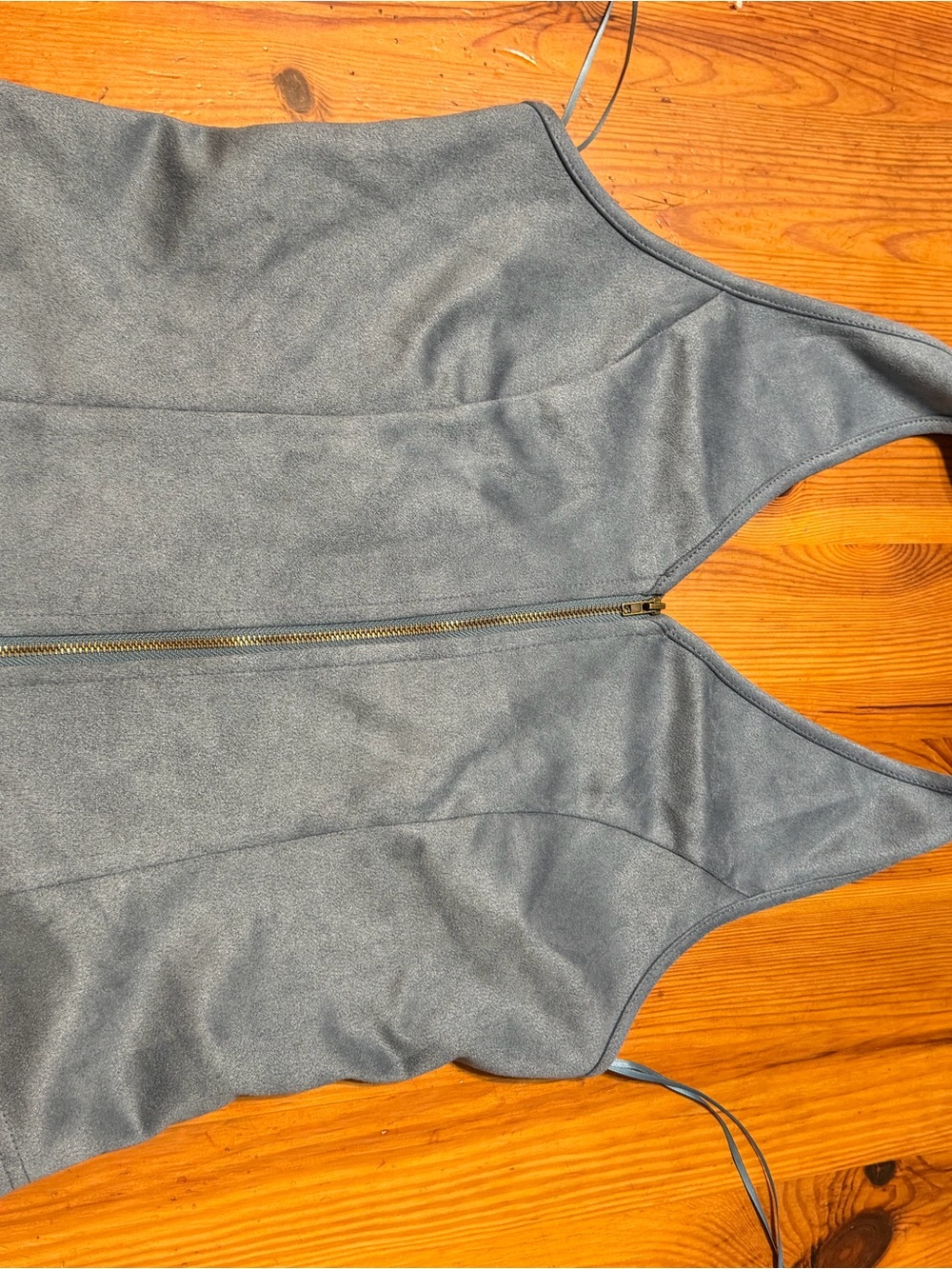 Free Kisses Dusty Blue Sleeveless One-Piece with Front Zip